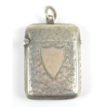 JOHN GILBERT; a late Victorian hallmarked silver vesta case with crude engraved initials to the