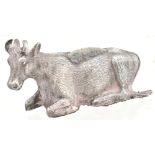 A Victorian hallmarked silver novelty pin cushion modelled in the form of a cow, maker's marks