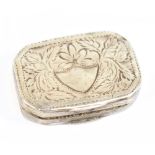 SAMUEL PEMBERTON; a George IV hallmarked silver vinaigrette of curved rectangular form, with