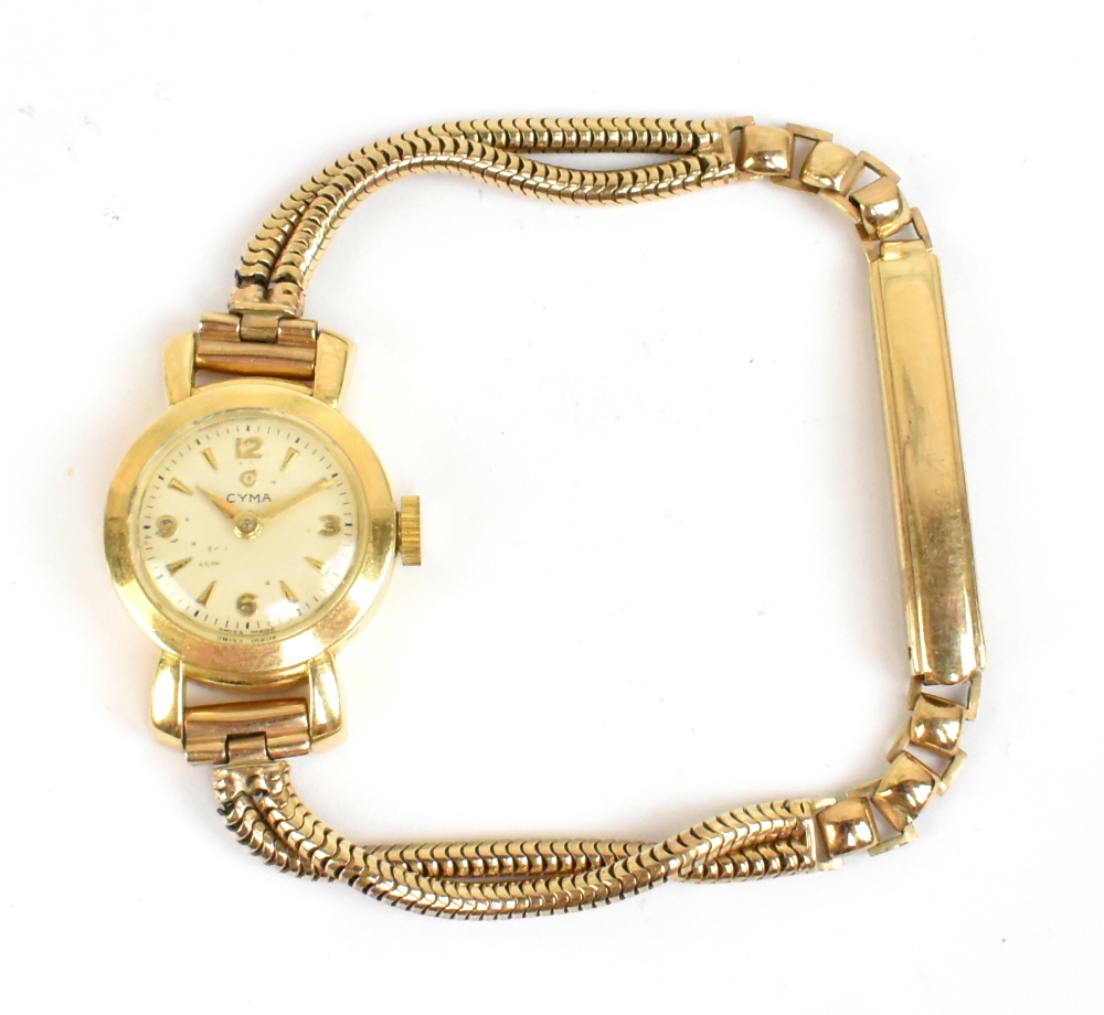 CYMA; an 18ct yellow gold cased lady's wristwatch, the dial set with baton numerals, diameter