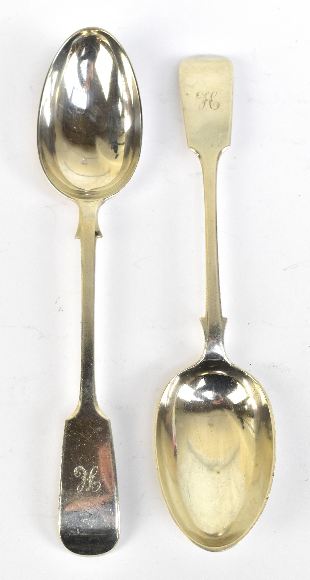 GEORGE MAUDSLEY JACKSON; a pair of Victorian hallmarked silver tablespoons, London 1886, with