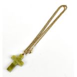 A 9ct yellow gold fine link chain, approx 3.5g, supporting a cross pendant.Additional InformationThe