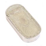 GEORGE BURROWS (I); a George III hallmarked silver snuff box of shaped oval form with chased