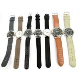 Seven modern military style quartz wristwatches.Additional InformationPlease note these are modern