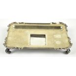 MAPPIN & WEBB; a George V hallmarked silver desk stand, the detachable cut glass inkwell with