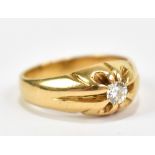 An 18ct yellow gold diamond set gentleman's signet ring, the brilliant cut diamond weighing approx