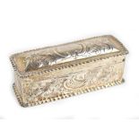 JANE BROWNETT; a late Victorian hallmarked silver trinket box of rectangular form with embossed