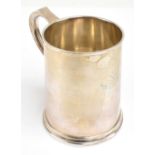 JB CHATTERLEY & SONS LTD; a George VI hallmarked silver half pint mug of plain cylindrical form,