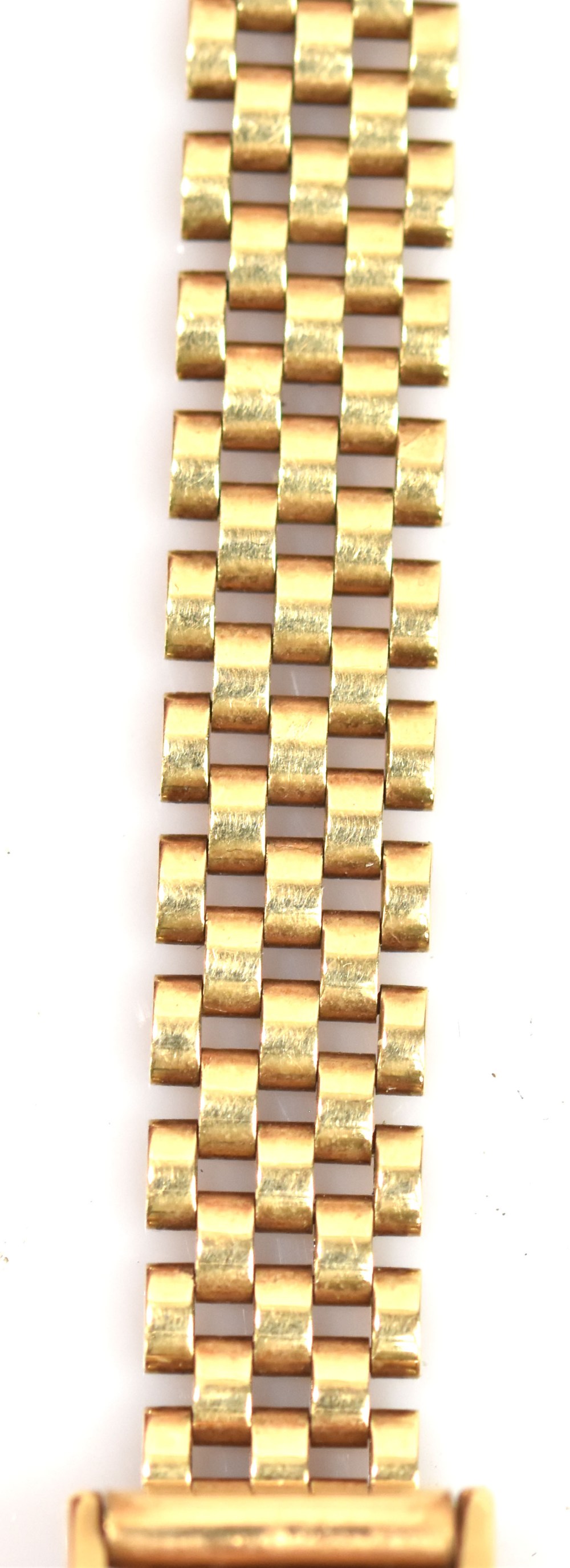LONGINES; a lady's 9ct gold wristwatch, the rectangular dial set with batons, with 9ct gold strap, - Image 7 of 7