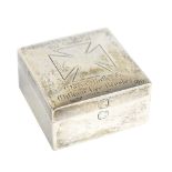 THOMAS PRATT & SONS; a late Victorian hallmarked silver communion wafer box, inscribed to the lid '