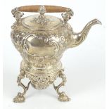 WILLIAM BOND & JAMES PHIPPS I; a good George II hallmarked silver spirit kettle, the wing loop