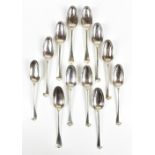 LOTHIAN & ROBERTSON; a set of twelve George II hallmarked silver tablespoons decorated in the