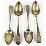 PETER & WILLIAM BATEMAN; a set of four George III hallmarked silver teaspoons with engraved initials