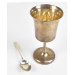 JOSEPH GLOSTER; an Elizabeth II hallmarked silver chalice, raised on single column stem,