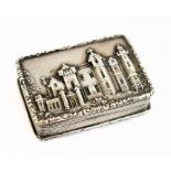 NATHANIEL MILLS; a Victorian hallmarked silver castle top vinaigrette of rectangular form, decorated