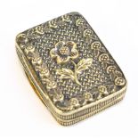 LEDSAM & VALE; a George III hallmarked silver gilt vinaigrette of rectangular form with cast