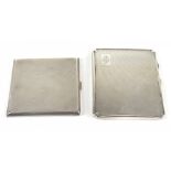 A George VI hallmarked silver cigarette case of rectangular form with engine turned decoration,