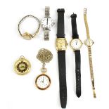 A small group of wristwatches including a gentleman's 10ct rolled gold Bulova example, the dial