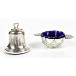 WILLIAM HUTTON & SONS LTD; a Victorian hallmarked silver twin handled open salt, in the form of a