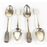 WILLIAM RAWLINGS SOBEY; a pair of Victorian hallmarked silver tablespoons with engraved initials 'H'