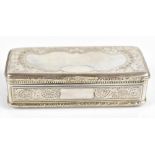 An Austrian silver snuff box of rectangular form, with chased floral detail surrounding a vacant