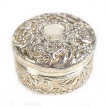 CHARLES HENRY DUMENIL; a late Victorian hallmarked silver trinket box of circular form, with