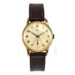 SMITHS; a 9ct yellow gold cased 'De Luxe' mechanical railway service presentation wristwatch, the