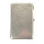 A Russian silver cigarette case with chased Art Nouveau detail, with inscribed initials 'AJ' and