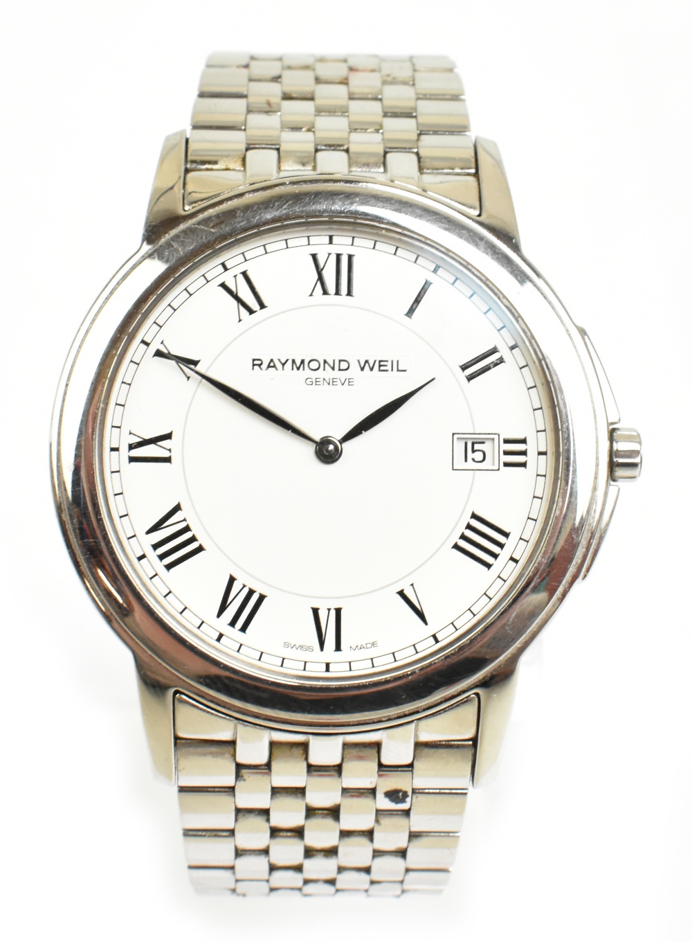 RAYMOND WEIL; a gentleman's stainless steel quartz wristwatch, the circular dial set with Roman