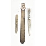 WILLIAM VALE & SONS; a George V hallmarked silver bladed bookmark, Birmingham 1910, length 9.5cm,