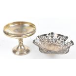 J ZIMMERMAN & CO LTD; a hallmarked silver bonbon dish, with pierced floral detail and wavy edge