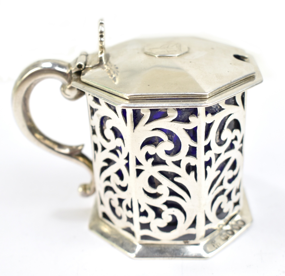 JOSEPH HARDY & THOMAS LOWNDES (PROBABLY); a Victorian hallmarked silver octagonal mustard with