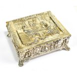 THOMAS HAYES; an Edwardian hallmarked silver rectangular lidded trinket box, embossed throughout