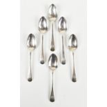 JOSEPH ROGERS & SONS; a set of six Edward VII hallmarked silver teaspoons, each with engraved