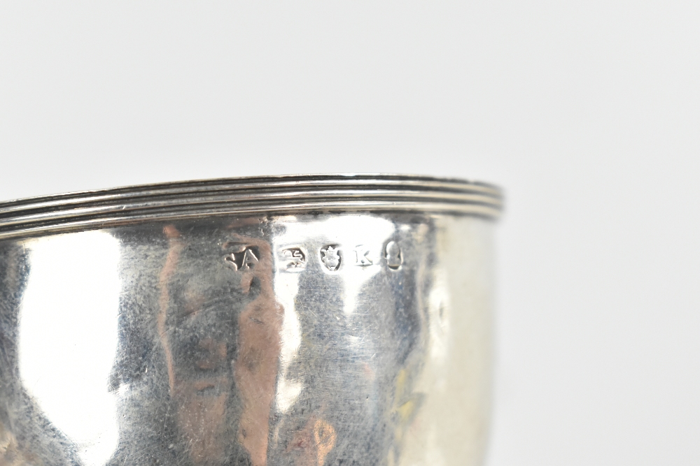 STEPHEN ADAMS II; a George III hallmarked silver wine funnel with reeded detail and engraved lion - Image 3 of 9