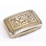 JOHN BETTRIDGE; a George III hallmarked silver vinaigrette of rectangular form with chased floral
