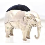 SYDNEY & CO; an Edwardian hallmarked silver novelty pin cushion modelled in the form of an elephant,