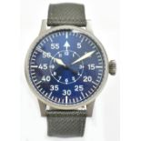 LACO; a gentleman's stainless steel Leipzig military style wristwatch, LACO 01, FL.23883 with blue