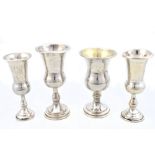 A TAITE & SON; a George VI hallmarked silver Kiddush cup raised on single knop stem with chased