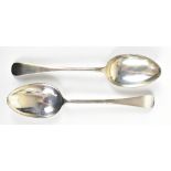 PARKER BROTHERS; a pair of George V hallmarked silver tablespoons of plain form, Chester 1923/24,