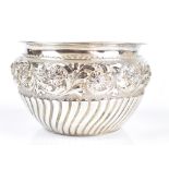 GEORGE NATHAN & RIDLEY HAYES; a late Victorian hallmarked silver bowl, with upper band of embossed