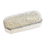 JOSEPH WILLMORE; a George III hallmarked silver vinaigrette of curved rectangular form with chased