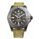 BREITLING; an Avenger Blackbird 44 gentleman's wristwatch, with green khaki strap, sold with