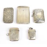 MAPPIN & WEBB; a George V hallmarked silver vesta case with engine turned linear detail,