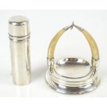 A hallmarked silver and mother of pearl pocket watch stand on loaded base, and an Edward VII