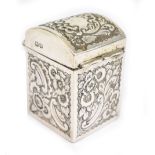 NATHAN & HAYES; a late Victorian hallmarked silver miniature card box with embossed decoration