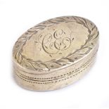 SAMUEL PEMBERTON; a George III hallmarked silver vinaigrette of oval form, with chased detail to the