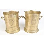 LOUIS RODERER; a pair of contemporary silver plated Champagne buckets engraved with the Louis