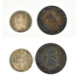 An Edward VII 1908 Maundy 4d and a 1906 shilling (2).Additional InformationShilling in poor
