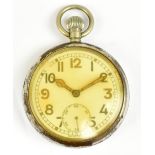 A military issued pocket watch, the dial set with Arabic numerals, inscribed to reverse with